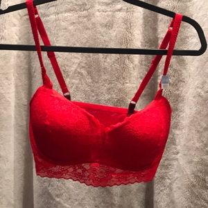 PINK VICTORIA SECRET red lace bralette